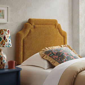 Modway Furniture Magnolia Modway Woven Heathered Fabric Headboard Scalloped Twin Upholstered Bedroom Panel Copper MOD-7333-COP