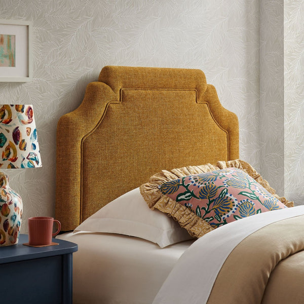 Modway Furniture Magnolia Modway Woven Heathered Fabric Headboard Scalloped Twin Upholstered Bedroom Panel Copper MOD-7333-COP