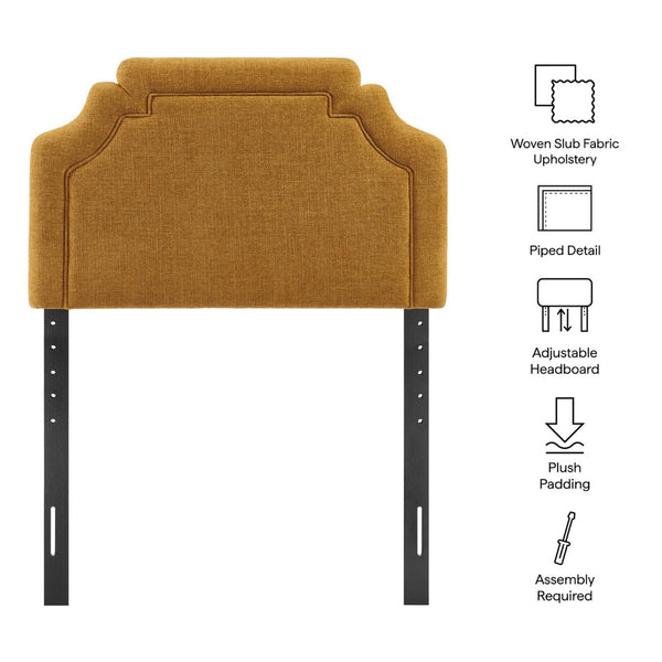 Modway Furniture Magnolia Modway Woven Heathered Fabric Headboard Scalloped Twin Upholstered Bedroom Panel Copper MOD-7333-COP