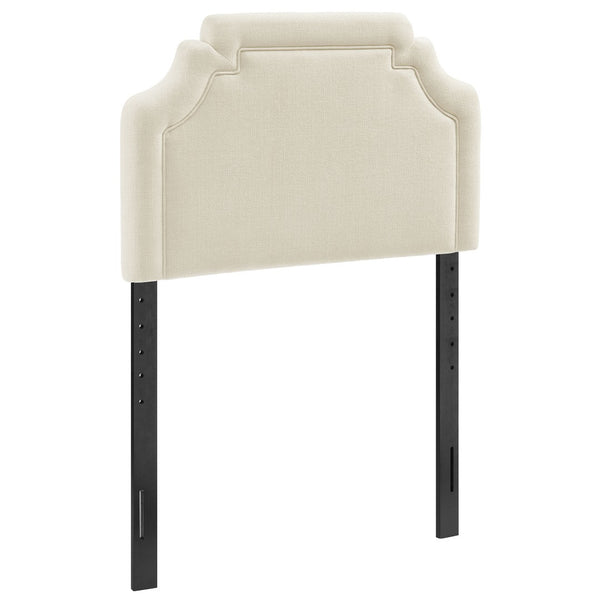 Modway Furniture Magnolia Modway Woven Heathered Fabric Headboard Scalloped Twin Upholstered Bedroom Panel Ecru MOD-7333-ECR