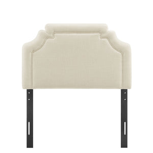 Modway Furniture Magnolia Modway Woven Heathered Fabric Headboard Scalloped Twin Upholstered Bedroom Panel Ecru MOD-7333-ECR