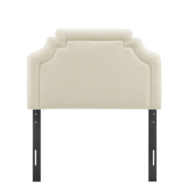 Modway Furniture Magnolia Modway Woven Heathered Fabric Headboard Scalloped Twin Upholstered Bedroom Panel Ecru MOD-7333-ECR