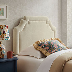 Modway Furniture Magnolia Modway Woven Heathered Fabric Headboard Scalloped Twin Upholstered Bedroom Panel Ecru MOD-7333-ECR