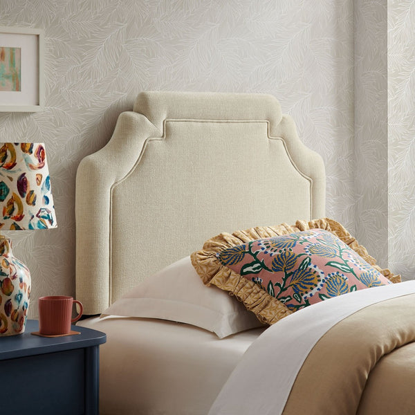 Modway Furniture Magnolia Modway Woven Heathered Fabric Headboard Scalloped Twin Upholstered Bedroom Panel Ecru MOD-7333-ECR
