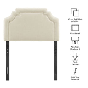 Modway Furniture Magnolia Modway Woven Heathered Fabric Headboard Scalloped Twin Upholstered Bedroom Panel Ecru MOD-7333-ECR