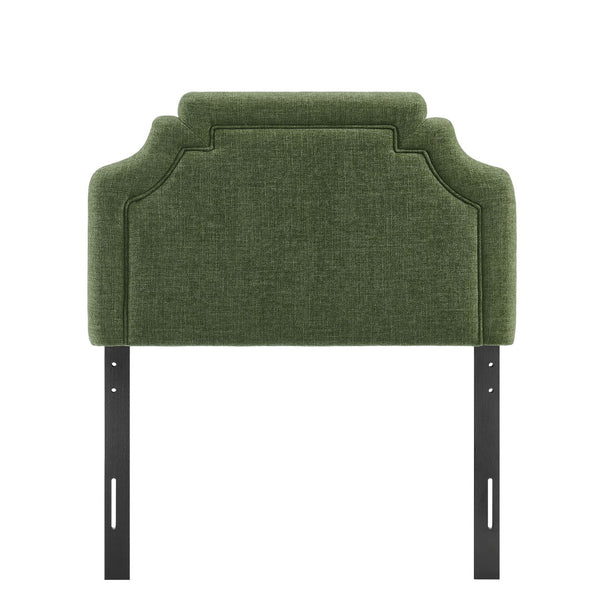 Modway Furniture Magnolia Modway Woven Heathered Fabric Headboard Scalloped Twin Upholstered Bedroom Panel Foliage MOD-7333-FOL