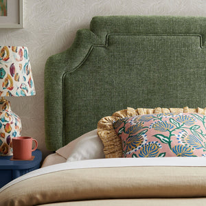 Modway Furniture Magnolia Modway Woven Heathered Fabric Headboard Scalloped Twin Upholstered Bedroom Panel Foliage MOD-7333-FOL