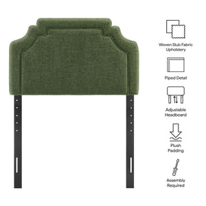 Modway Furniture Magnolia Modway Woven Heathered Fabric Headboard Scalloped Twin Upholstered Bedroom Panel Foliage MOD-7333-FOL
