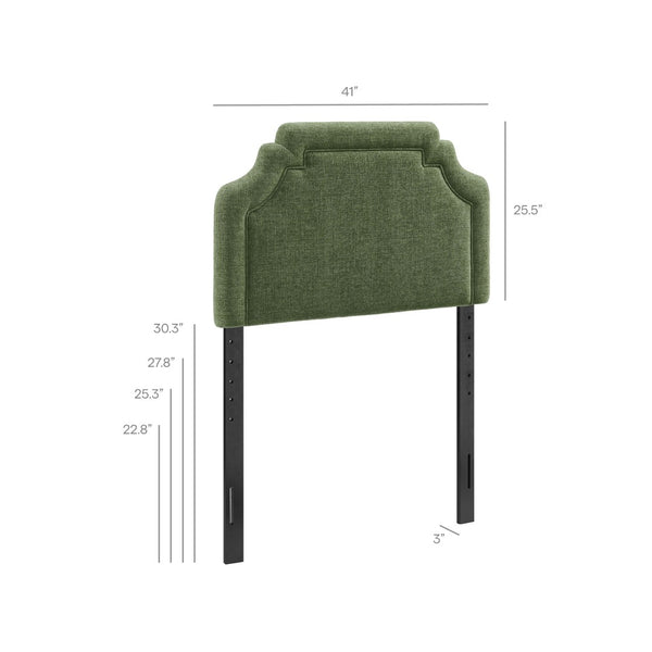 Modway Furniture Magnolia Modway Woven Heathered Fabric Headboard Scalloped Twin Upholstered Bedroom Panel Foliage MOD-7333-FOL