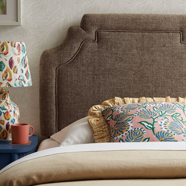Modway Furniture Magnolia Modway Woven Heathered Fabric Headboard Scalloped Twin Upholstered Bedroom Panel Mocha MOD-7333-MOC