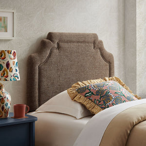 Modway Furniture Magnolia Modway Woven Heathered Fabric Headboard Scalloped Twin Upholstered Bedroom Panel Mocha MOD-7333-MOC