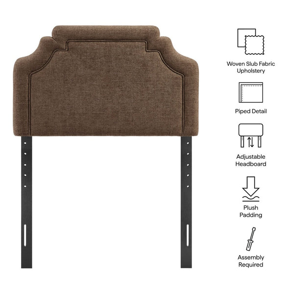 Modway Furniture Magnolia Modway Woven Heathered Fabric Headboard Scalloped Twin Upholstered Bedroom Panel Mocha MOD-7333-MOC