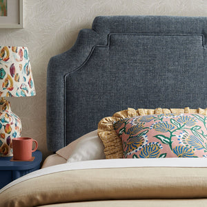 Modway Furniture Magnolia Modway Woven Heathered Fabric Headboard Scalloped Twin Upholstered Bedroom Panel Slate Blue MOD-7333-SLB