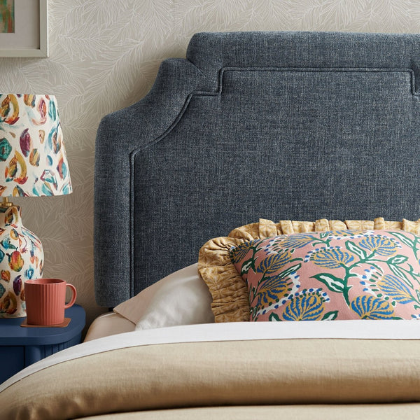 Modway Furniture Magnolia Modway Woven Heathered Fabric Headboard Scalloped Twin Upholstered Bedroom Panel Slate Blue MOD-7333-SLB