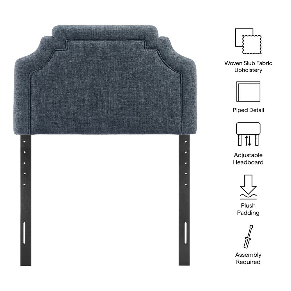 Modway Furniture Magnolia Modway Woven Heathered Fabric Headboard Scalloped Twin Upholstered Bedroom Panel Slate Blue MOD-7333-SLB