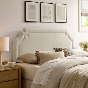 Modway Furniture Magnolia Modway Woven Heathered Queen Headboard Scalloped Upholstered Bedroom Accent Ecru MOD-7335-ECR