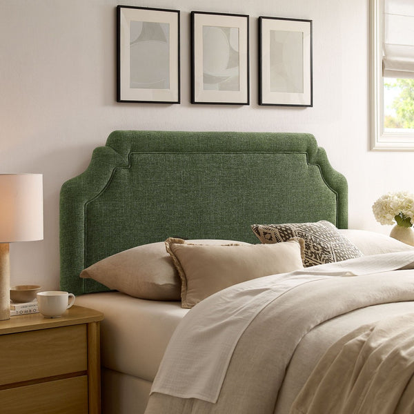 Modway Furniture Magnolia Modway Woven Heathered Queen Headboard Scalloped Upholstered Bedroom Accent Foliage MOD-7335-FOL