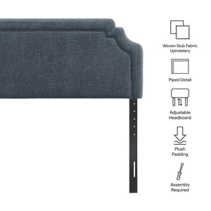 Modway Furniture Magnolia Modway Woven Heathered Queen Headboard Scalloped Upholstered Bedroom Accent Slate Blue MOD-7335-SLB
