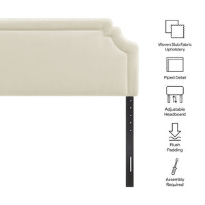 Modway Furniture Magnolia Modway Woven Fabric King Headboard Scalloped Cushioned Tailored Bedroom Accent Ecru MOD-7336-ECR
