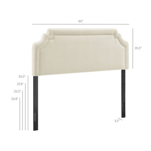Modway Furniture Magnolia Modway Woven Fabric King Headboard Scalloped Cushioned Tailored Bedroom Accent Ecru MOD-7336-ECR
