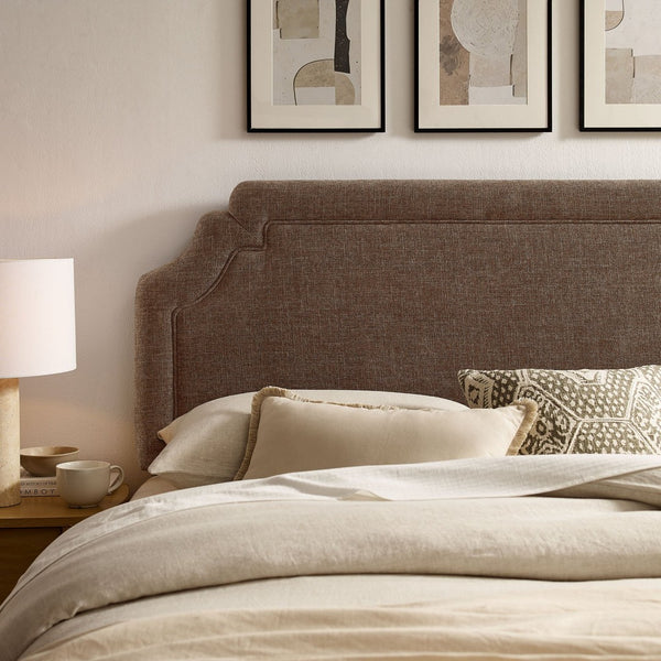 Modway Furniture Magnolia Modway Woven Fabric King Headboard Scalloped Cushioned Tailored Bedroom Accent Mocha MOD-7336-MOC