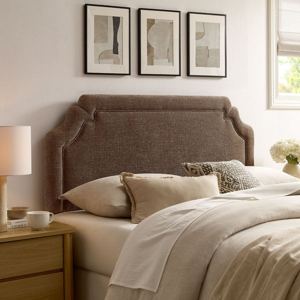 Modway Furniture Magnolia Modway Woven Fabric King Headboard Scalloped Cushioned Tailored Bedroom Accent Mocha MOD-7336-MOC
