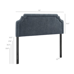 Modway Furniture Magnolia Modway Woven Fabric King Headboard Scalloped Cushioned Tailored Bedroom Accent Slate Blue MOD-7336-SLB