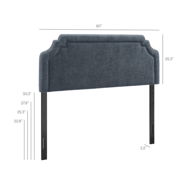 Modway Furniture Magnolia Modway Woven Fabric King Headboard Scalloped Cushioned Tailored Bedroom Accent Slate Blue MOD-7336-SLB