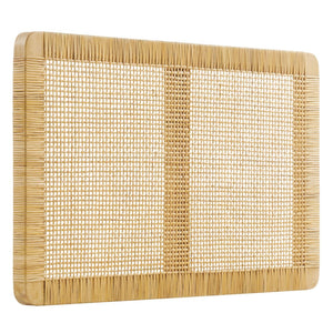 Modway Furniture Sandy Mango Wood Rattan Twin Headboard Wall Mounted for Coastal Boho Bedrooms MOD-7337-NAT