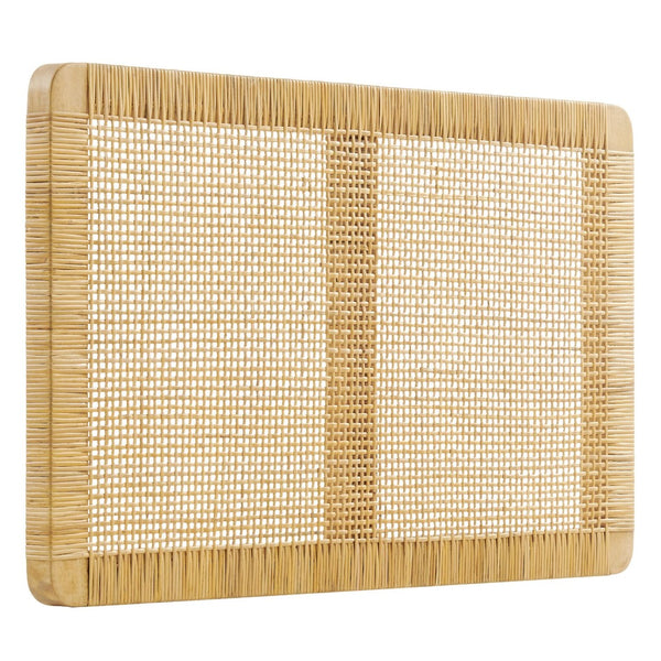 Modway Furniture Sandy Mango Wood Rattan Twin Headboard Wall Mounted for Coastal Boho Bedrooms MOD-7337-NAT