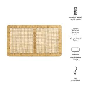 Modway Furniture Sandy Mango Wood Rattan Twin Headboard Wall Mounted for Coastal Boho Bedrooms MOD-7337-NAT