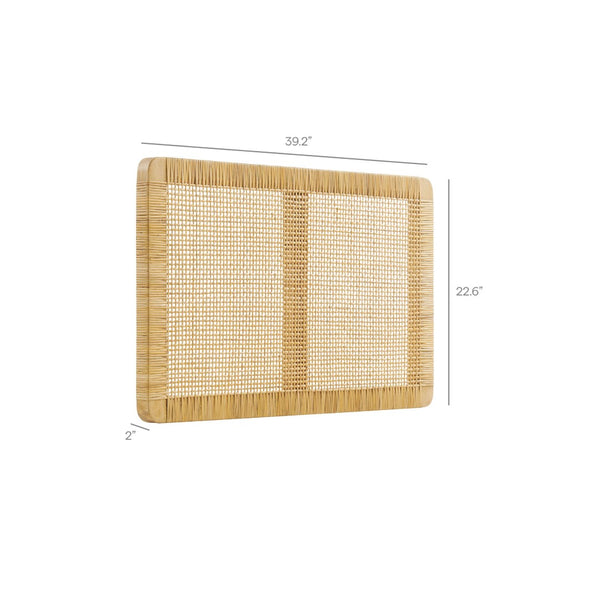 Modway Furniture Sandy Mango Wood Rattan Twin Headboard Wall Mounted for Coastal Boho Bedrooms MOD-7337-NAT