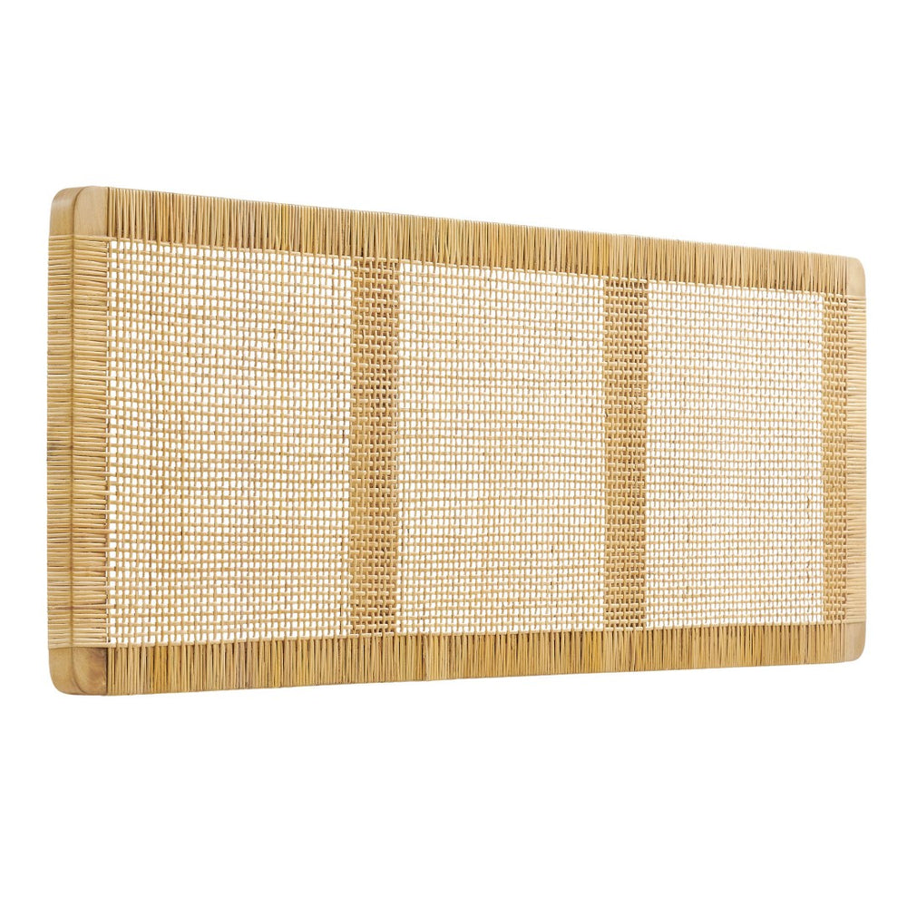 Modway Furniture Sandy Handwoven Rattan Mango Wood Wall Mounted Headboard for Coastal Bedrooms MOD-7338-NAT
