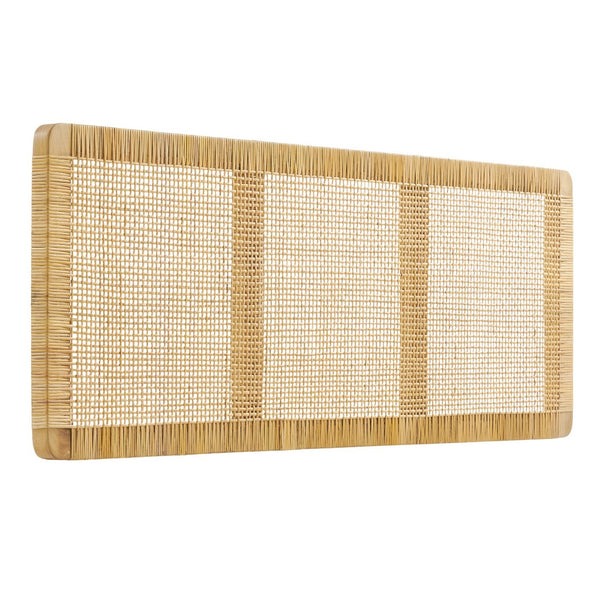 Modway Furniture Sandy Handwoven Rattan Mango Wood Wall Mounted Headboard for Coastal Bedrooms MOD-7338-NAT