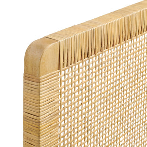 Modway Furniture Sandy Handwoven Rattan Mango Wood Wall Mounted Headboard for Coastal Bedrooms MOD-7338-NAT