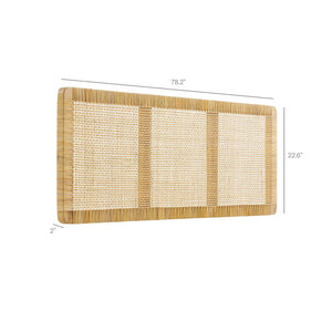 Modway Furniture Sandy Handwoven Rattan Mango Wood Wall Mounted King Headboard for Modern Bedrooms MOD-7340-NAT