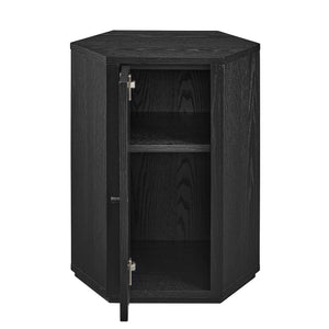 Modway Furniture Kade Faceted Hexagonal Oak Side Table with Interior Shelf for Modern Living Spaces Black MOD-7341-BLK