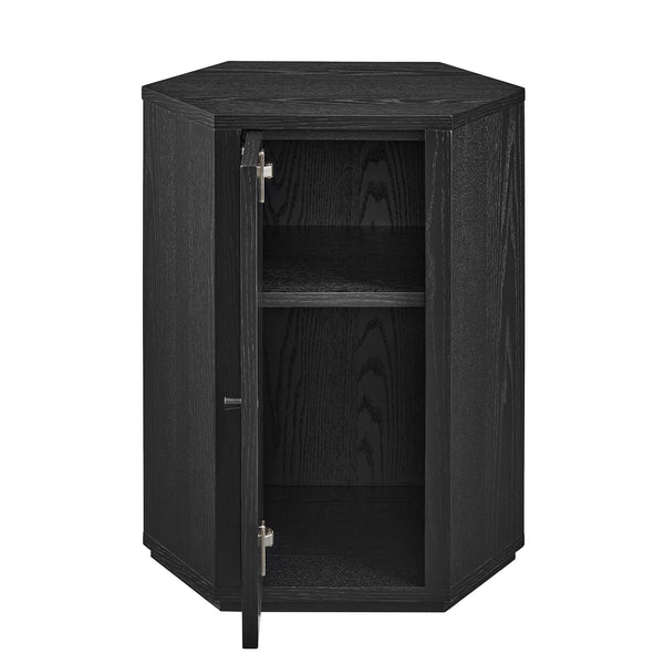 Modway Furniture Kade Faceted Hexagonal Oak Side Table with Interior Shelf for Modern Living Spaces Black MOD-7341-BLK