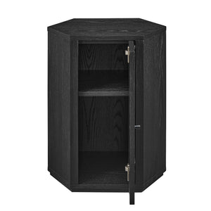 Modway Furniture Kade Faceted Hexagonal Oak Side Table with Interior Shelf for Modern Living Spaces Black MOD-7341-BLK