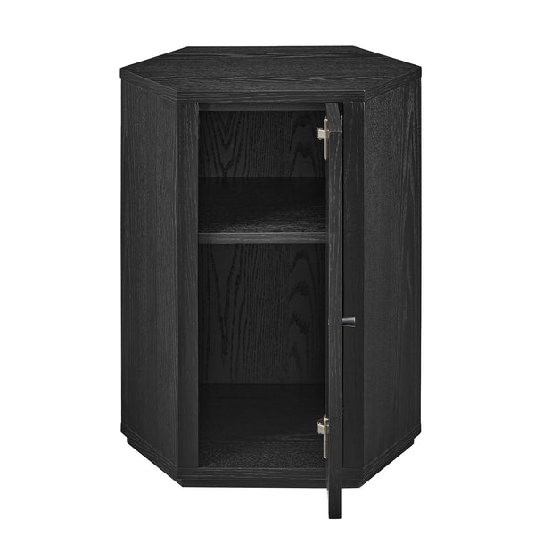 Modway Furniture Kade Faceted Hexagonal Oak Side Table with Interior Shelf for Modern Living Spaces Black MOD-7341-BLK