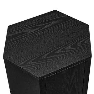 Modway Furniture Kade Faceted Hexagonal Oak Side Table with Interior Shelf for Modern Living Spaces Black MOD-7341-BLK