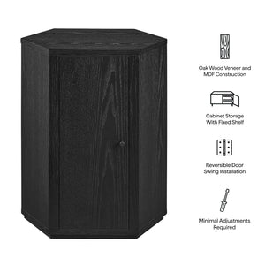 Modway Furniture Kade Faceted Hexagonal Oak Side Table with Interior Shelf for Modern Living Spaces Black MOD-7341-BLK