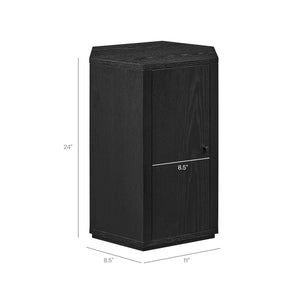 Modway Furniture Kade Faceted Hexagonal Oak Side Table with Interior Shelf for Modern Living Spaces Black MOD-7341-BLK