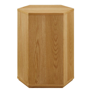 Modway Furniture Kade Faceted Hexagonal Oak Side Table with Interior Shelf for Modern Living Spaces Natural MOD-7341-NAT