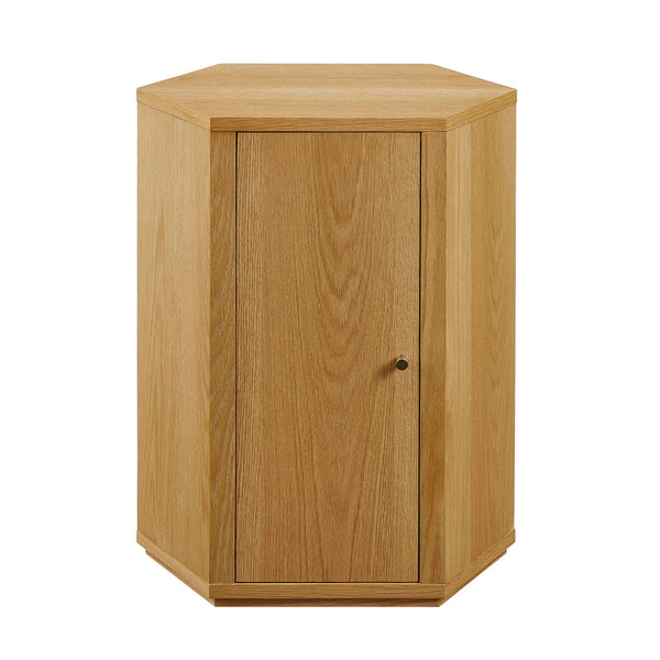 Modway Furniture Kade Faceted Hexagonal Oak Side Table with Interior Shelf for Modern Living Spaces Natural MOD-7341-NAT