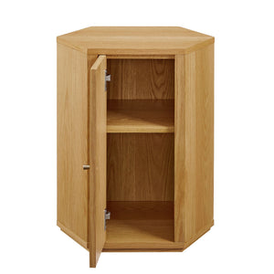 Modway Furniture Kade Faceted Hexagonal Oak Side Table with Interior Shelf for Modern Living Spaces Natural MOD-7341-NAT