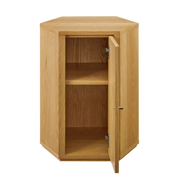 Modway Furniture Kade Faceted Hexagonal Oak Side Table with Interior Shelf for Modern Living Spaces Natural MOD-7341-NAT