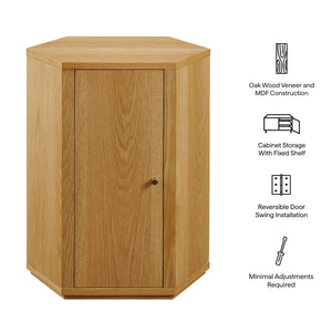 Modway Furniture Kade Faceted Hexagonal Oak Side Table with Interior Shelf for Modern Living Spaces Natural MOD-7341-NAT