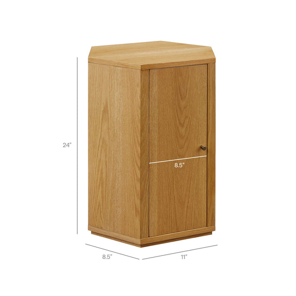 Modway Furniture Kade Faceted Hexagonal Oak Side Table with Interior Shelf for Modern Living Spaces Natural MOD-7341-NAT