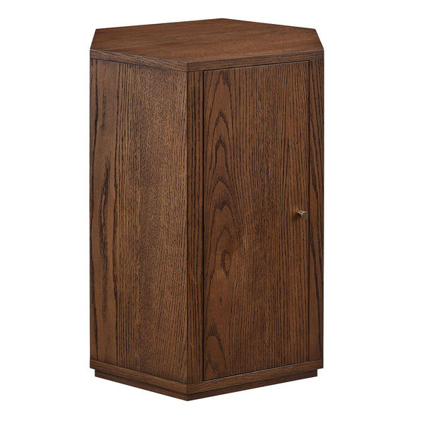 Modway Furniture Kade Faceted Hexagonal Oak Side Table with Interior Shelf for Modern Living Spaces Walnut MOD-7341-WAL